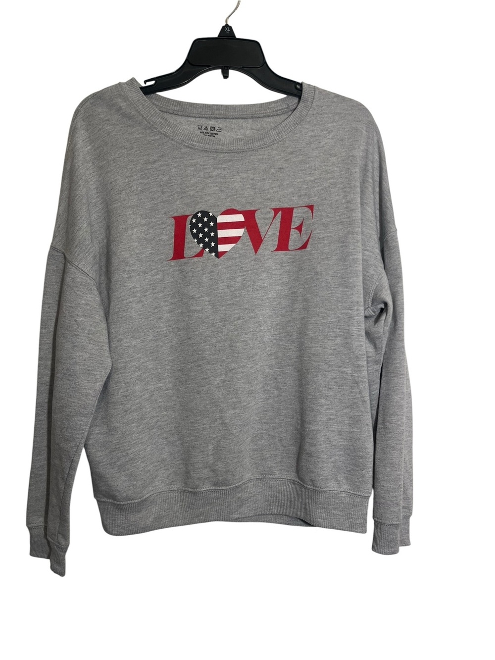 Old Navy Gray Sweatshirt with Red USA Heart LOVE Graphic